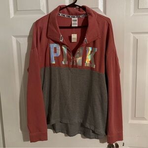 PINK Victoria's Secret Mauve Quarter-Zip Pullover
